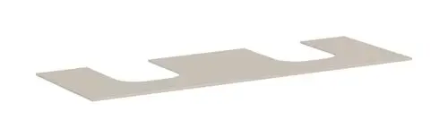Schlichte Konsole in Sandbeige von Hansgrohe mit zwei Ausschnitten. Eignet sich für einen Aufsatzwaschtisch. Oberfläche geschliffen.